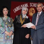 Prof. Dr. Asif Ali Qaiser, the chief guest giving Dr. Hamayun Mian Award with a cash prize of Rs. 40,000/- at the Laurelbank School Prize Distribution.