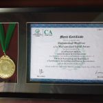 Award Certificate and Gold Medal received by Mr. Muhammad Shahbaz